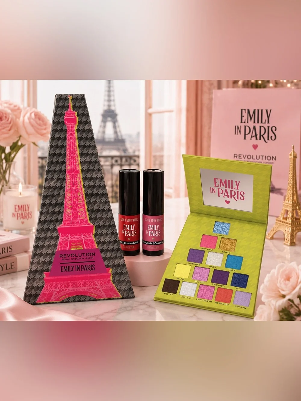 NIB Emily In Paris Limited Edition Makeup Bundle - Eyeshadow Palette & Lipsticks